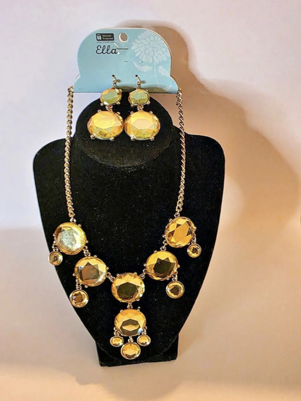 Gold Statement Necklace & Earrings NWT